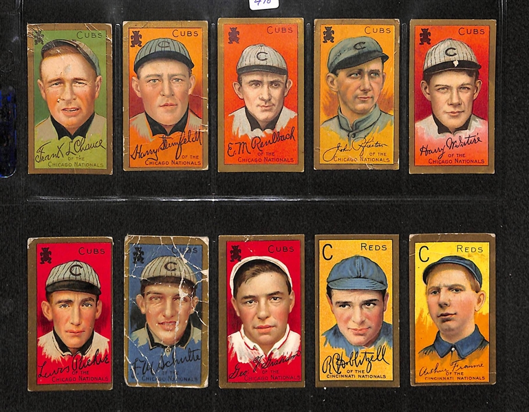 Lot Of 10 1911 T205 Cubs & Reds Cards w. Frank Chance, Steinfeldt, Reulbach, Pfiester, Richie, Shulte, Graham